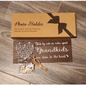 Wooden Grandkids Photo Holder with Heart Design